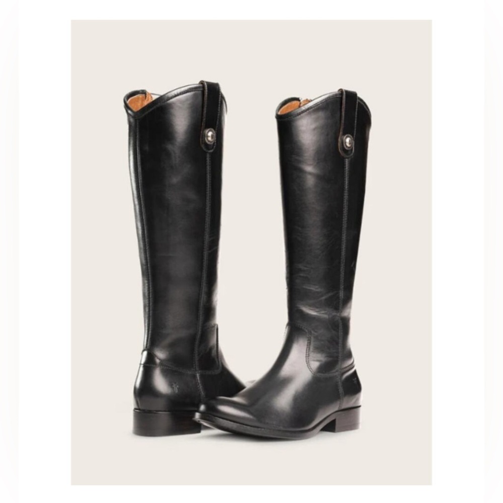 Frye Melissa Button Inside Zip Women's Tall Boot Size 8 Black leather EUC